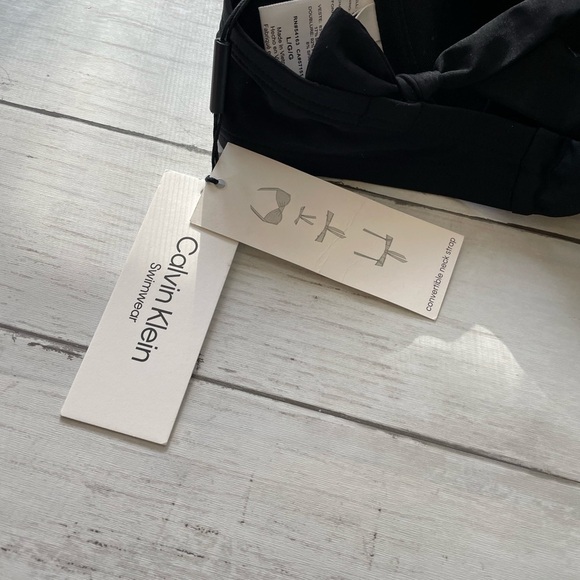 Calvin Klein Women's Pleated Convertible Underwire Bikini Top Swimsuit Black - Picture 9 of 11